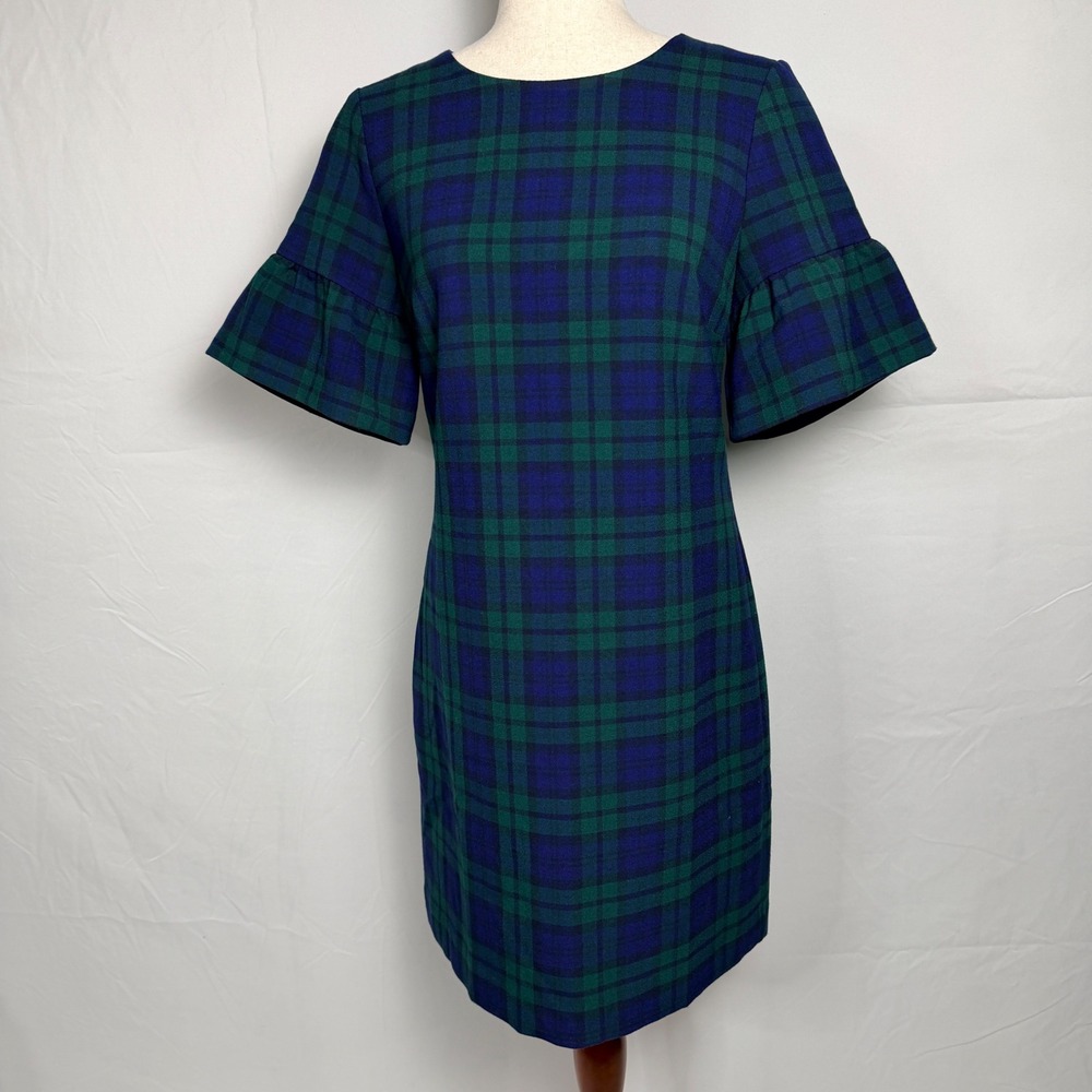 Vineyard Vines Womens Plaid Ruffle Dress Navy, Green, preppy,academia  old money